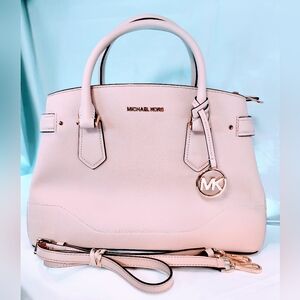 MICHAEL KORS Light Pink Lynn Saffiano Leather Satchel Bag